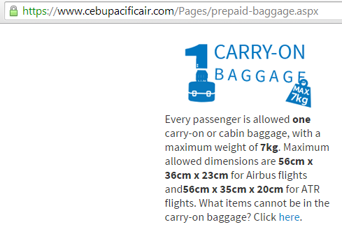 cebu pacific carry on items