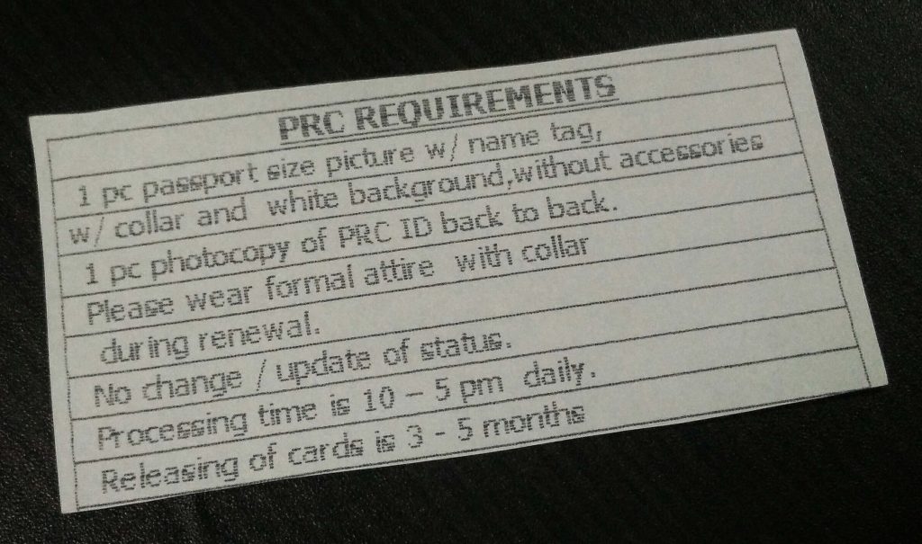 Requirements for PRC license renewal at SM City Cebu