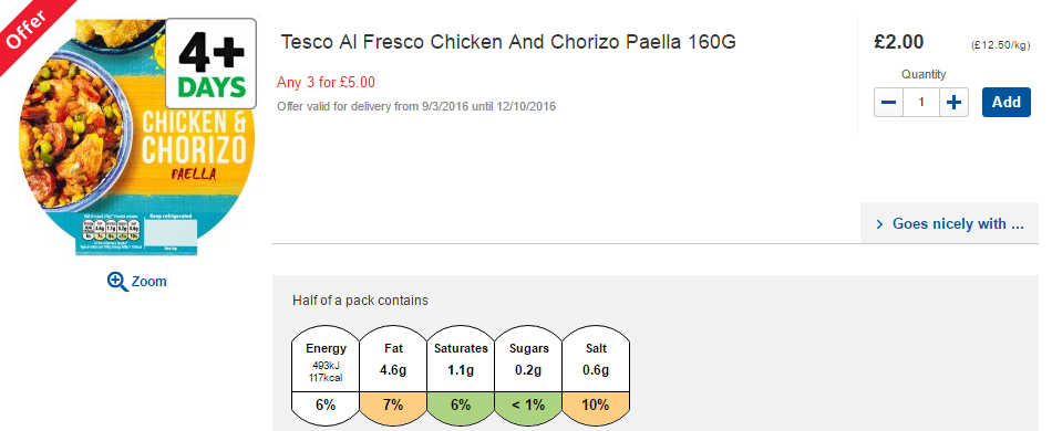 Tesco chicken and chorizo paella