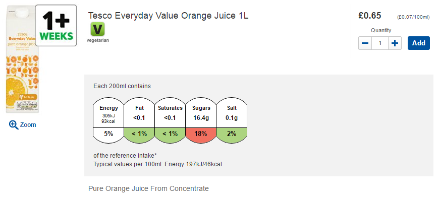 Tesco orange juice