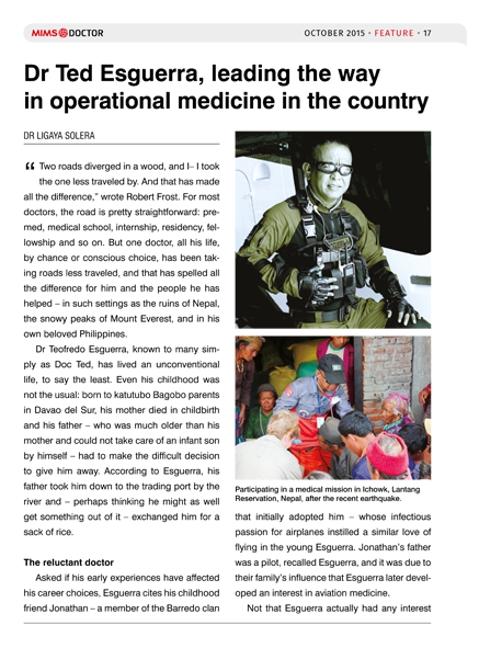 Dr Ted Esguerra, leading the way in operational medicine in the country