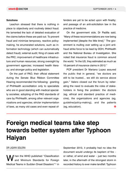 Foreign medical teams take step towards better system after Typhoon Haiyan