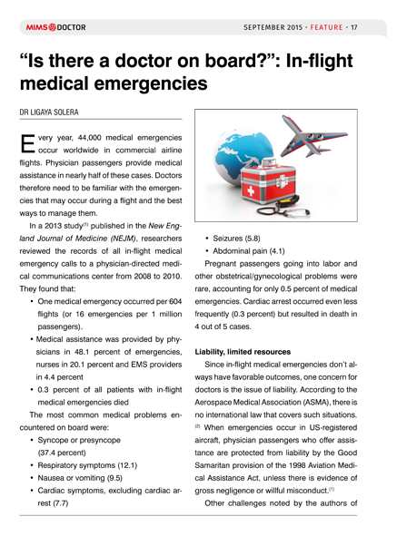 "Is there a doctor on board?": In-flight medical emergencies