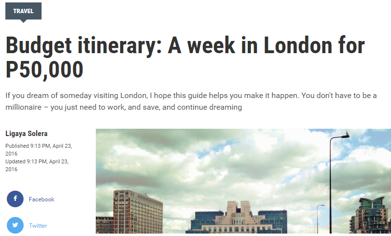 Budget itinerary: A week in London for P50,000